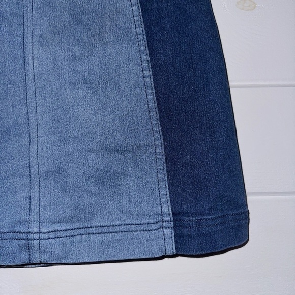 Free People Denim High Waisted Stretchy Blue Jean Mini Skirt Festival Boho Sz 4 - Picture 5 of 10
